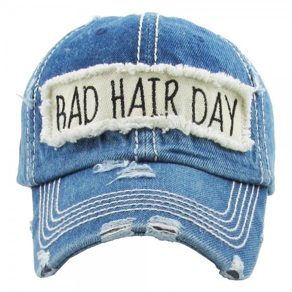 The Ivory Elephant Accessories - BAD HAIR DAY denim baseball hat